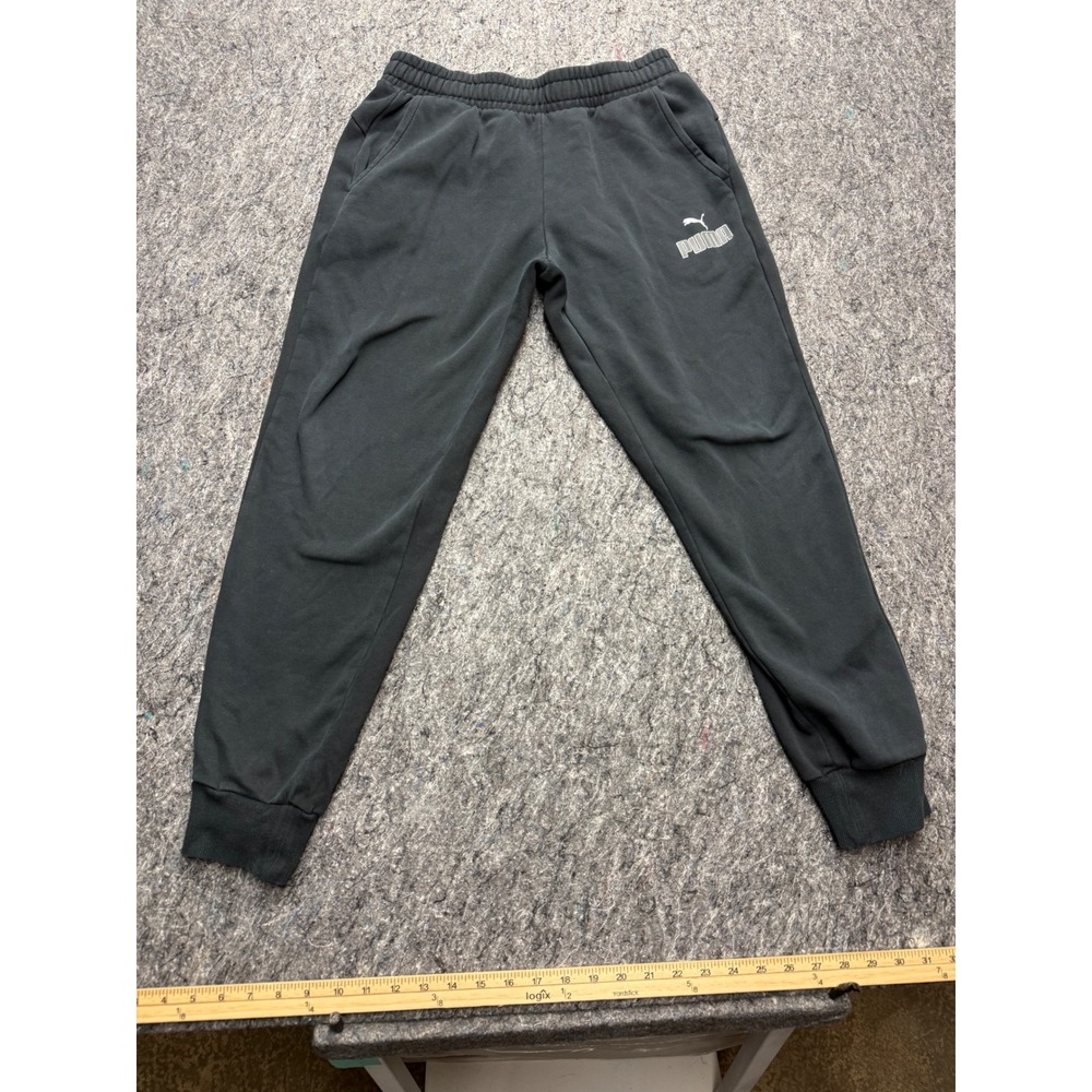 Puma Mens Fleece Lined Jogger Sweatpants Black‎ Elastic Waist Size Medium